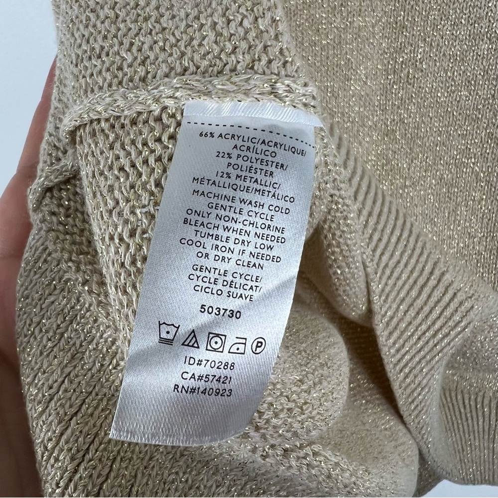 LOFT NWT High Neck Tank Top Metallic Knit Gold Size Medium - Picture 7 of 7